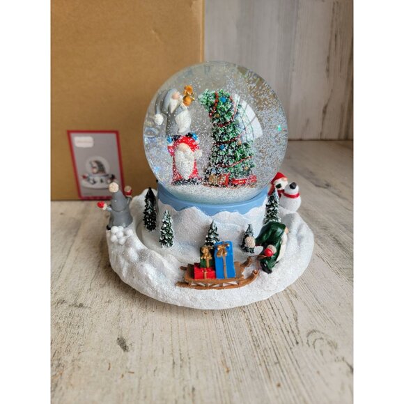 Roman Gittle dome Gnome snow globe wind up movement music Xmas - Picture 1 of 9